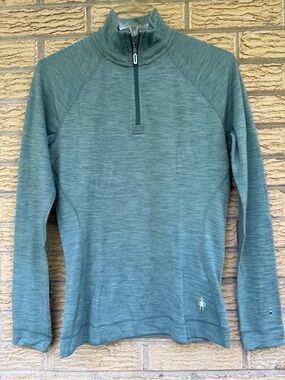 Smartwool Women's Heathered Teal Quarter-Zip Pullover